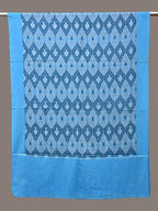 Blue Pochamaplly Ikat Cotton Handloom Dupatta with Grill Design - Global Threads