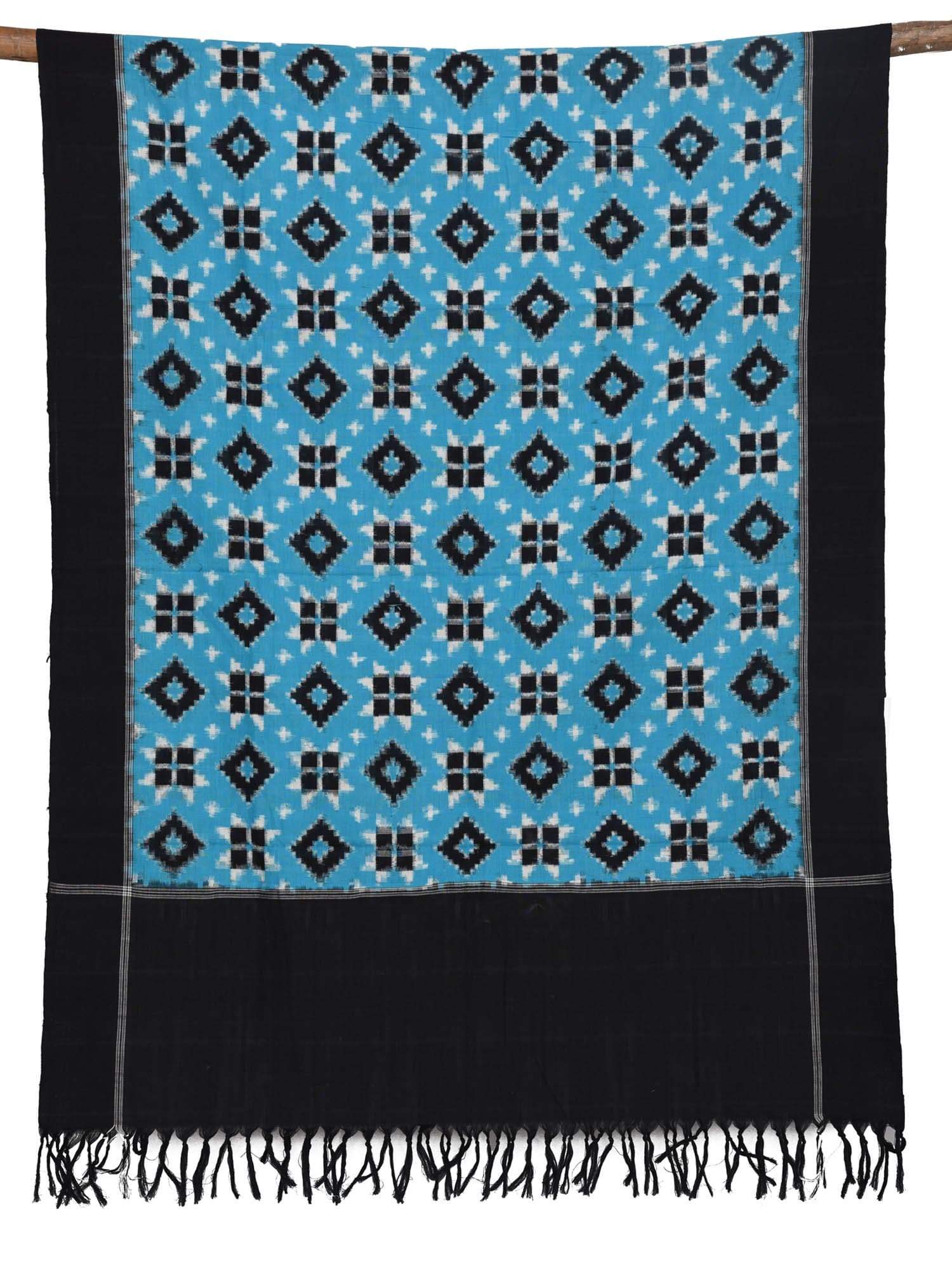 Blue Pochampally Ikat Telia Cotton Handloom Dupatta - Global Threads