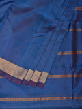 Blue Uppada Silk Handloom Plain Saree with Strips Pallu Design - Global Threads
