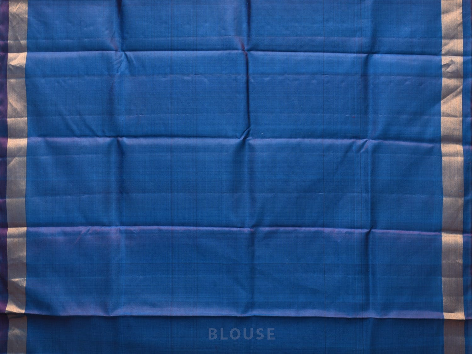 Blue Uppada Silk Handloom Plain Saree with Strips Pallu Design - Global Threads