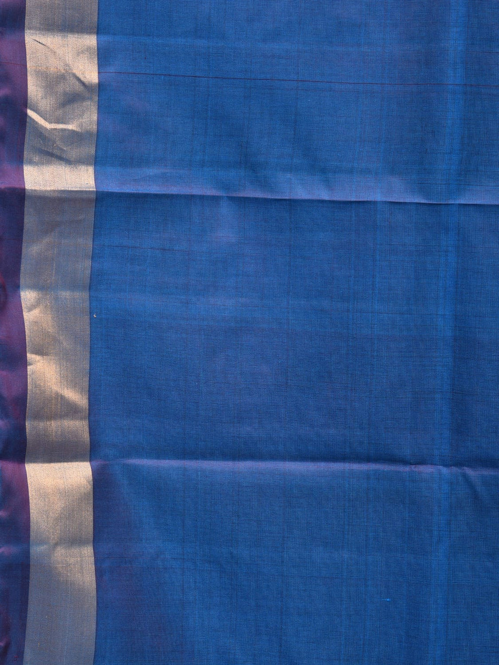 Blue Uppada Silk Handloom Plain Saree with Strips Pallu Design - Global Threads