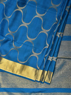 Blue Uppada Silk Handloom Saree with All Over Grill Design - Global Threads