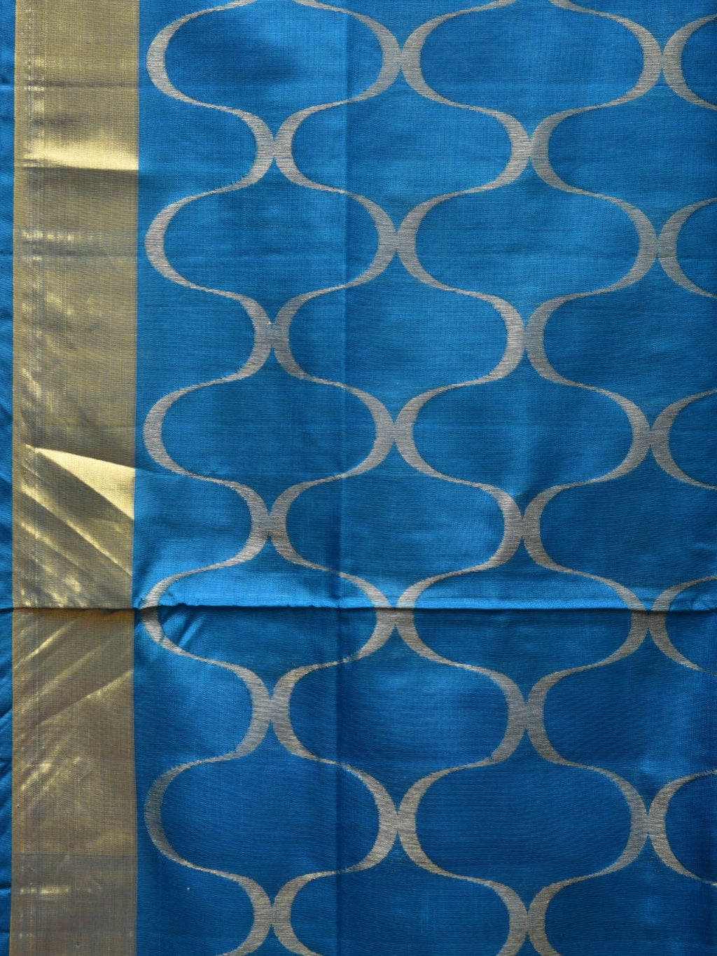 Blue Uppada Silk Handloom Saree with All Over Grill Design - Global Threads