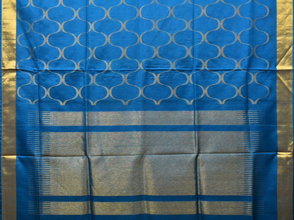 Blue Uppada Silk Handloom Saree with All Over Grill Design - Global Threads