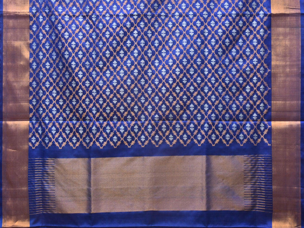 Blue Uppada Silk Handloom Saree with All Over Jamdani Design - Global Threads