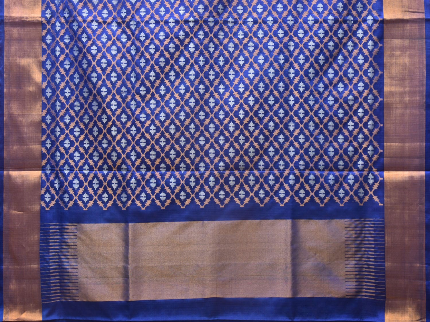 Blue Uppada Silk Handloom Saree with All Over Jamdani Design - Global Threads