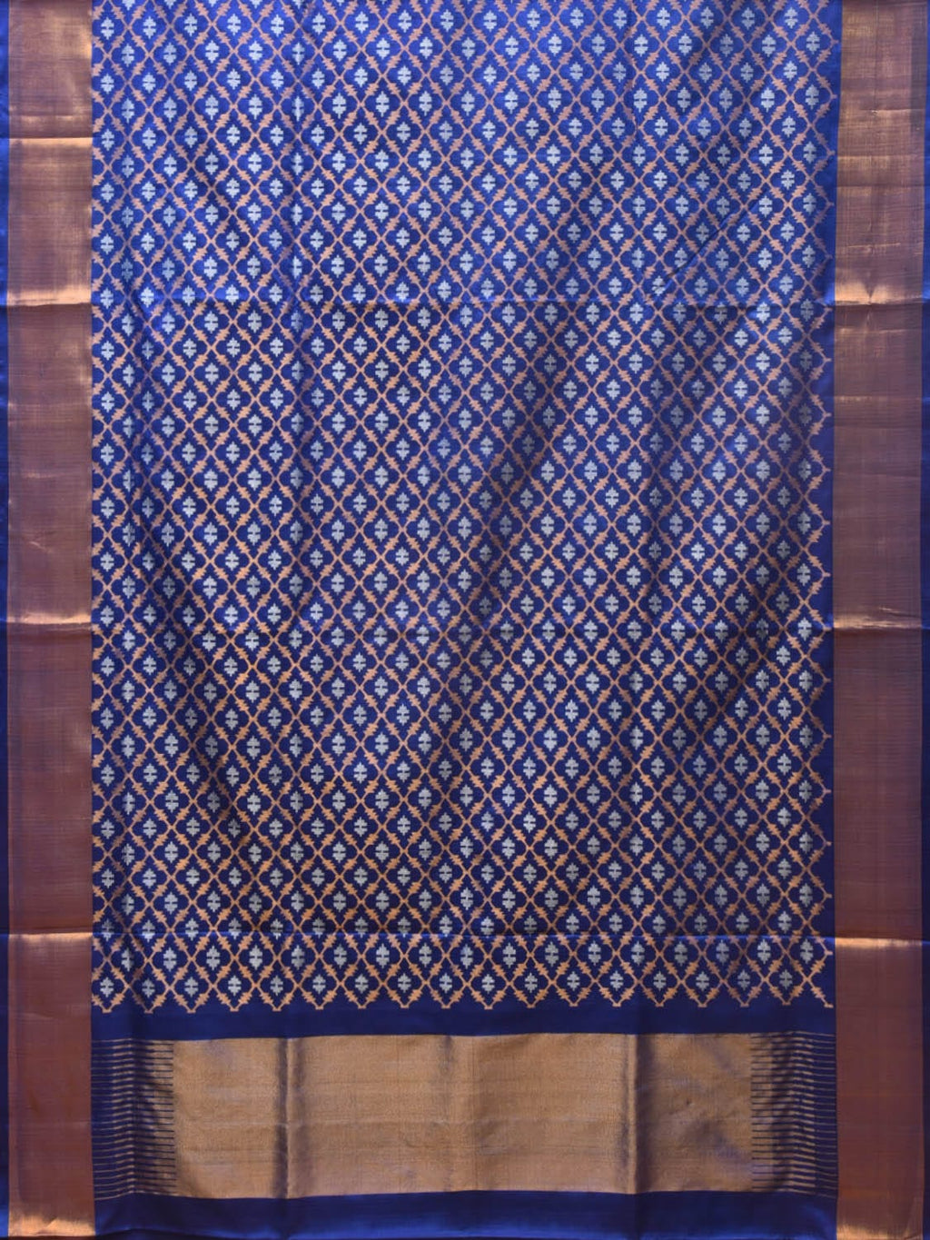 Blue Uppada Silk Handloom Saree with All Over Jamdani Design - Global Threads