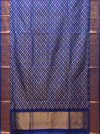 Blue Uppada Silk Handloom Saree with All Over Jamdani Design - Global Threads