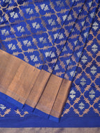 Blue Uppada Silk Handloom Saree with All Over Jamdani Design - Global Threads