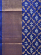 Blue Uppada Silk Handloom Saree with All Over Jamdani Design - Global Threads