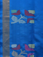 Blue Uppada Silk Handloom Saree with Border and Pallu Buta Design - Global Threads