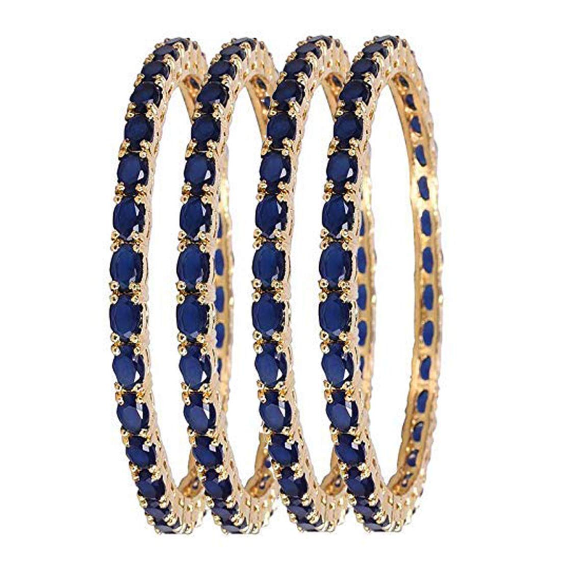 Gold-Plated Alloy American Diamond Bangles And Ring Set - The Pari - Distacart