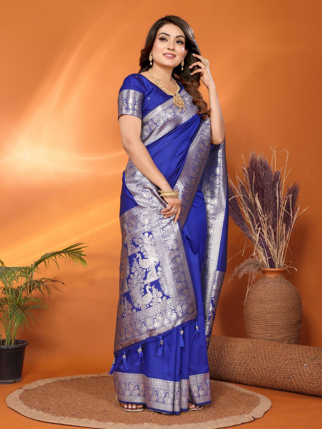 Anaita Blue Banarasi Silk Saree With Weaving Work - Distacart