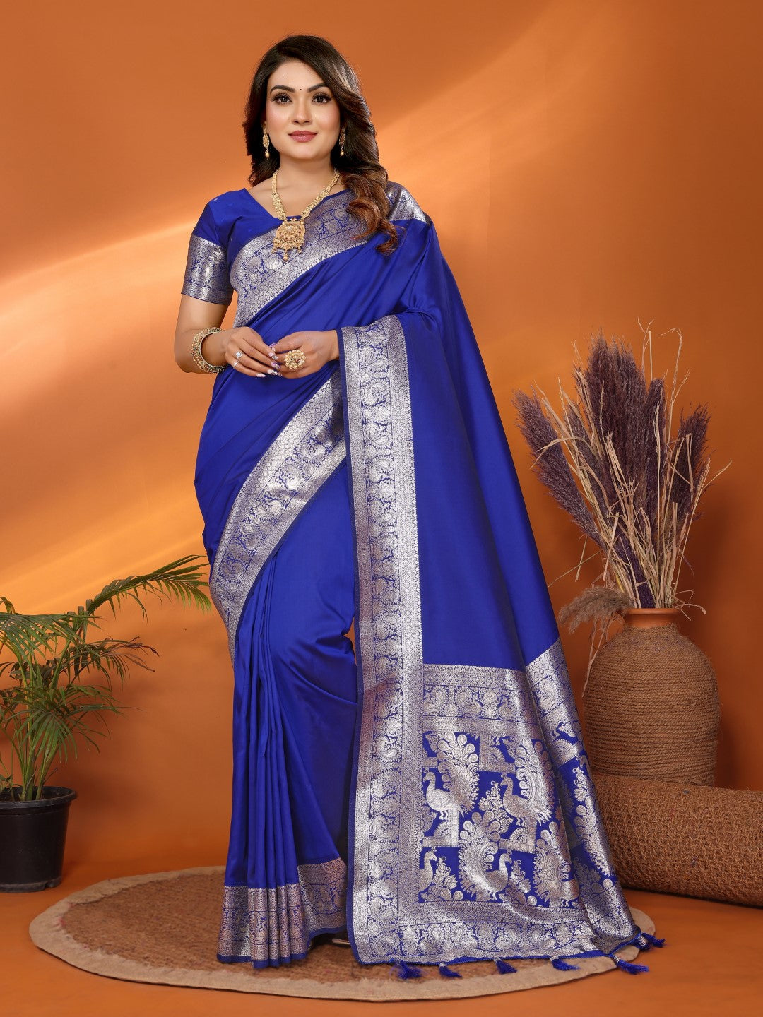 Anaita Blue Banarasi Silk Saree With Weaving Work - Distacart