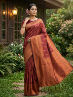 Shree Shyam Fashion Maroon Silk Blend Saree - Distacart