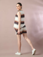 Myshka Women's Multi Printed Round Neck Party Top With Shorts Co-ord set