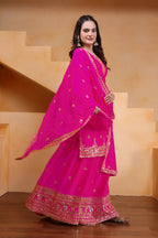 Joban Fashion Pink Silk Embroidered Sharara Set - Distacart