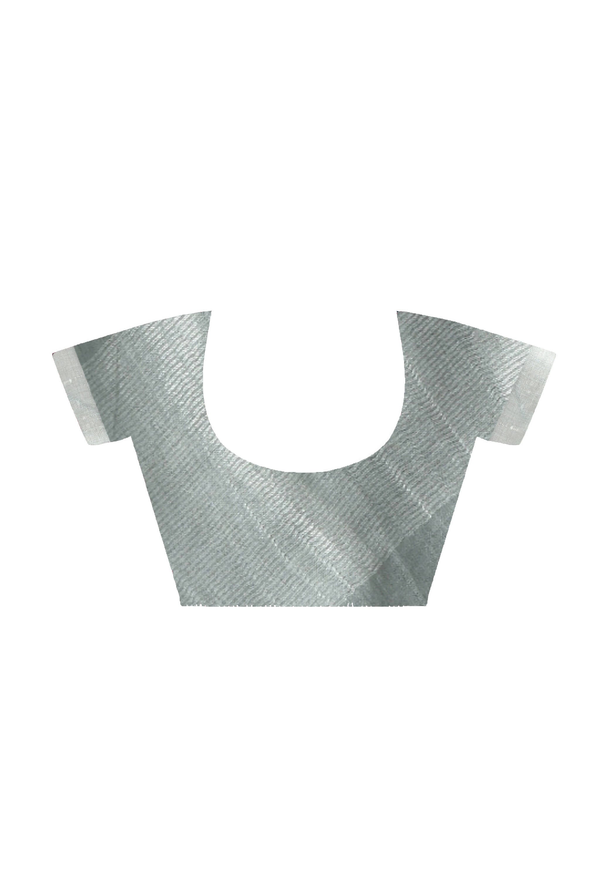 Mominos Fashion Moeza Gray Bhagalpuri Handloom Silk Linen Saree with unstitched Blouse piece - Distacart