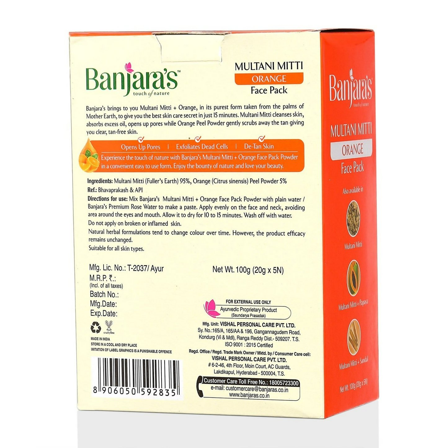 Banjara's Multani Mitti + Orange Face Pack Powder
