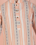 Joban Fashion Kids Island Cotton Full Sleeves Striped Kurta and Pyjama- Orange - Distacart