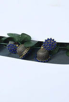Mominos Fashion Johar Kamal Kundan Work Jhumka With Blue Beads For Women - Distacart