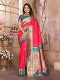 Joban Fashion Paithani Hot Pink Woven Soft Silk Saree - Distacart