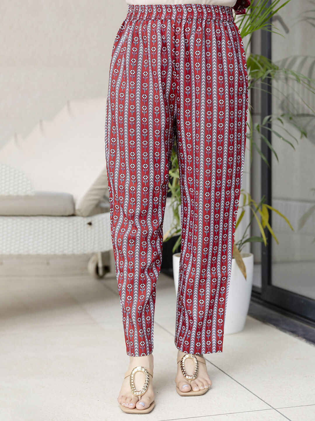 The52 Maroon Women's Gorgeous Rayon Fabric Printed Work Flared Kurta, Pant and Dupatta Set - Distacart