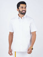Ramraj Cotton Mens Half Sleeve Formal 100 % Cotton White Shirt