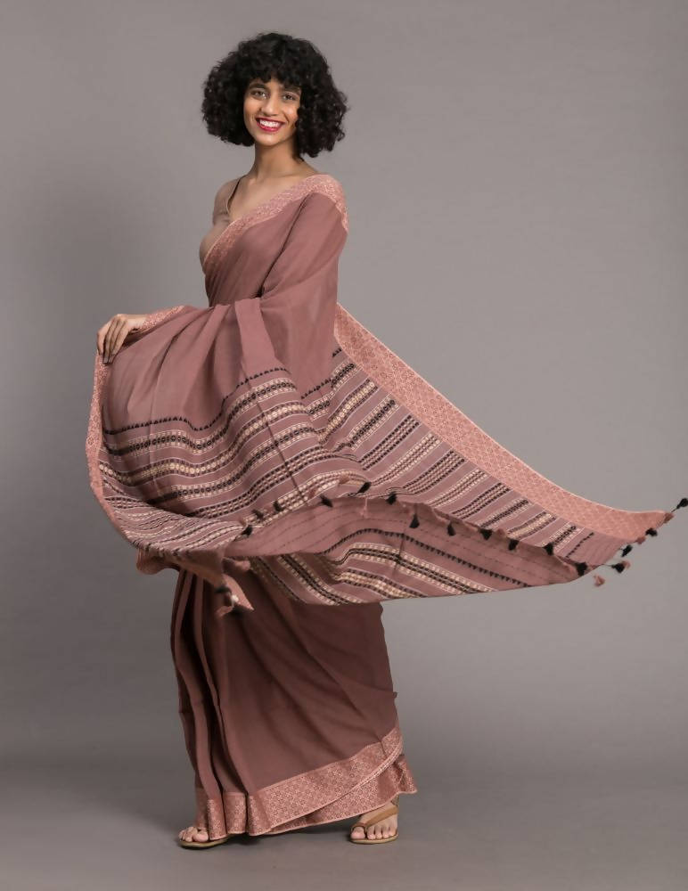 Suta Brown Handloom Pure Cotton Saree - Distacart
