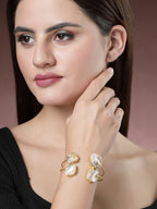 NVR Women's Gold-Plated Mother of Pearl Handcrafted Cuff Bracelet - Distacart