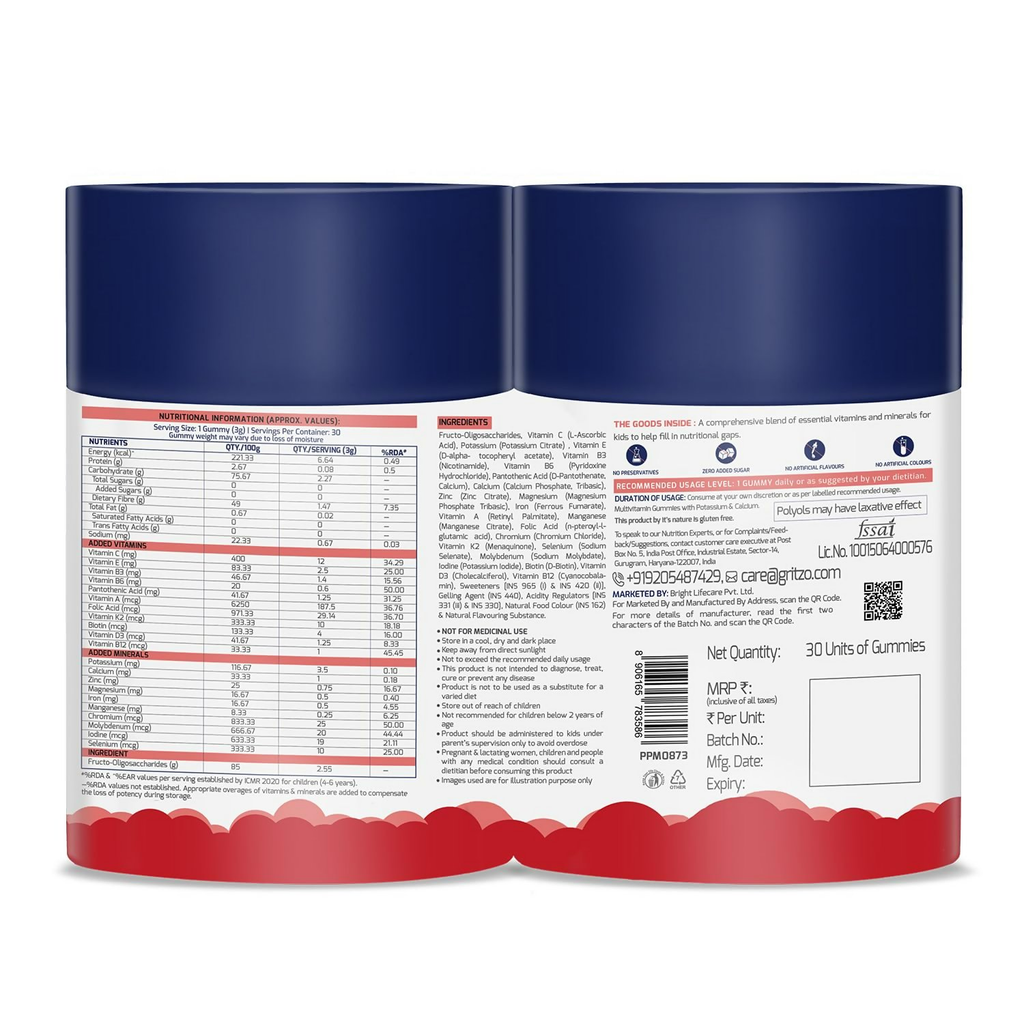 Gritzo SuperMilk Overall Growth (2-6y Boy & Girl) (Double Chocolate) with Super Gummies (Strawberry)