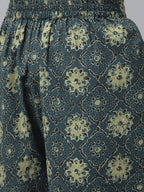 Yufta Women Beige Ethnic Motifs Aari Work Pure Cotton Kurta with Palazzo and Dupatta