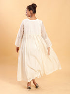 BohoJazz Bohemian Signature Layered Maxi Dress with Motif - White - Distacart