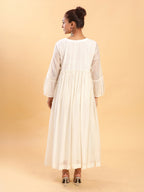 BohoJazz Bohemian Signature Layered Maxi Dress with Motif - White - Distacart