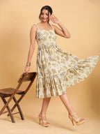 BohoJazz Handblock Boho Dress with Ornate Pearl Straps - Distacart