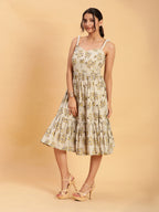BohoJazz Handblock Boho Dress with Ornate Pearl Straps - Distacart