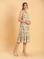 BohoJazz Handblock Boho Dress with Ornate Pearl Straps - Distacart