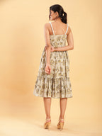 BohoJazz Handblock Boho Dress with Ornate Pearl Straps - Distacart