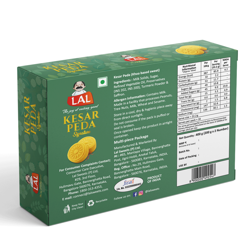 Lal Sweets Kesar Peda - Distacart