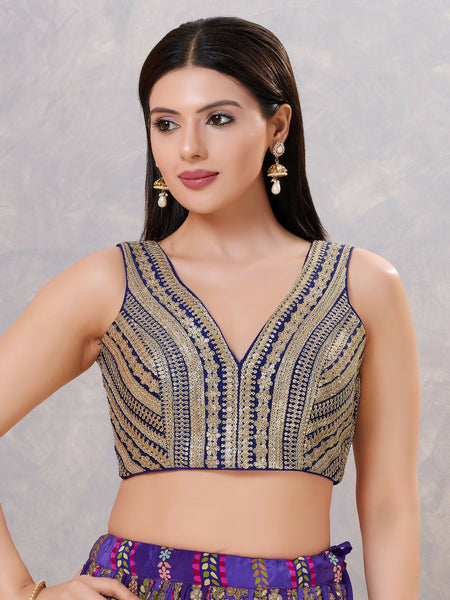 Joban Fashion Women Sequin Navy-Blue Stitched Blouse