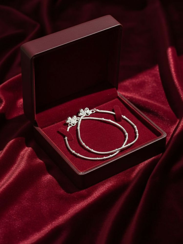 NVR Women Set of 2 Silver Plated Anklet