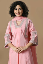 Joban Fashion Pink Cotton Kurta Set