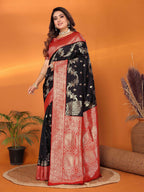 Joban Fashion Banarasi Black Woven Soft Silk Saree - Distacart