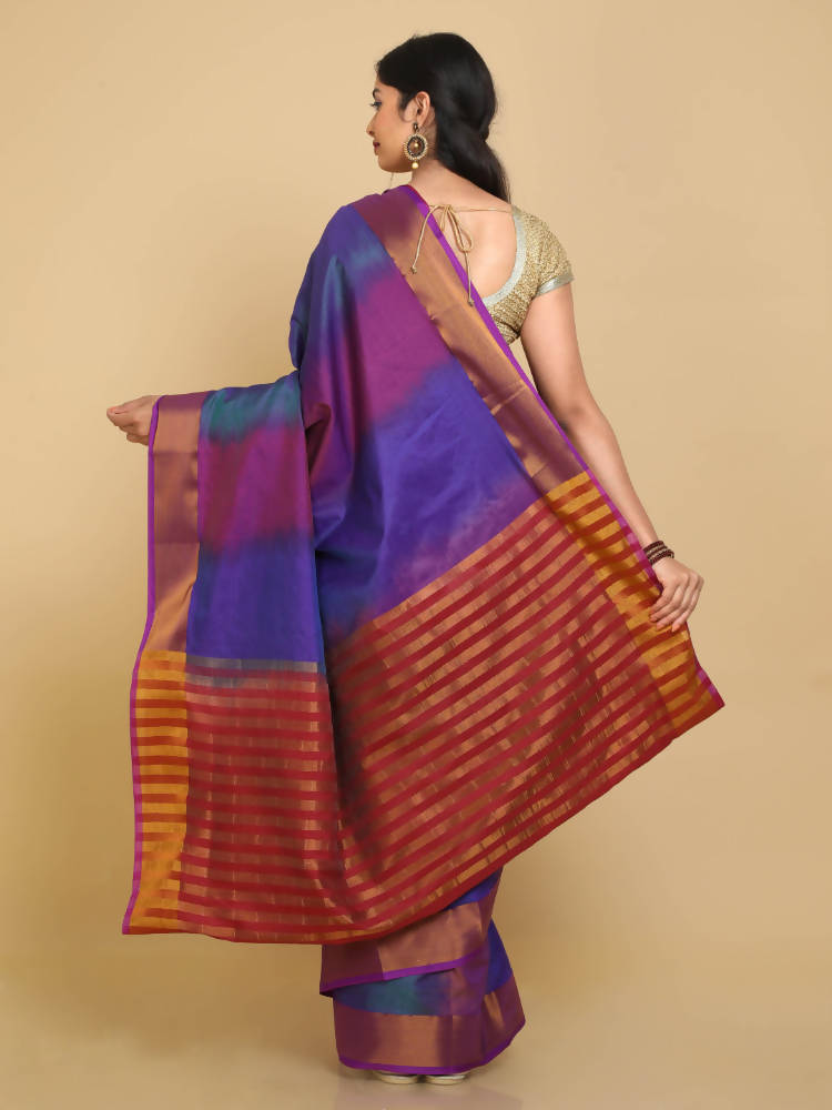 Kalamandir Ikkat Print Multi Color Uppada Saree With Zari Border