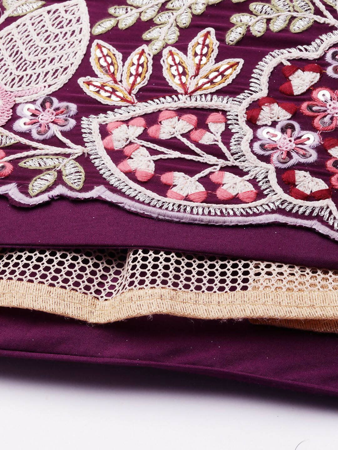 House of Panchhi Burgundy Georgette Sequins and thread embroidery Lehenga choli & Dupatta
