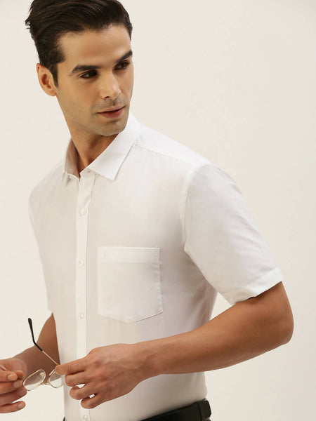 Ramraj Cotton Mens Half Sleeve White Shirt Plus Size - Minister Cotton