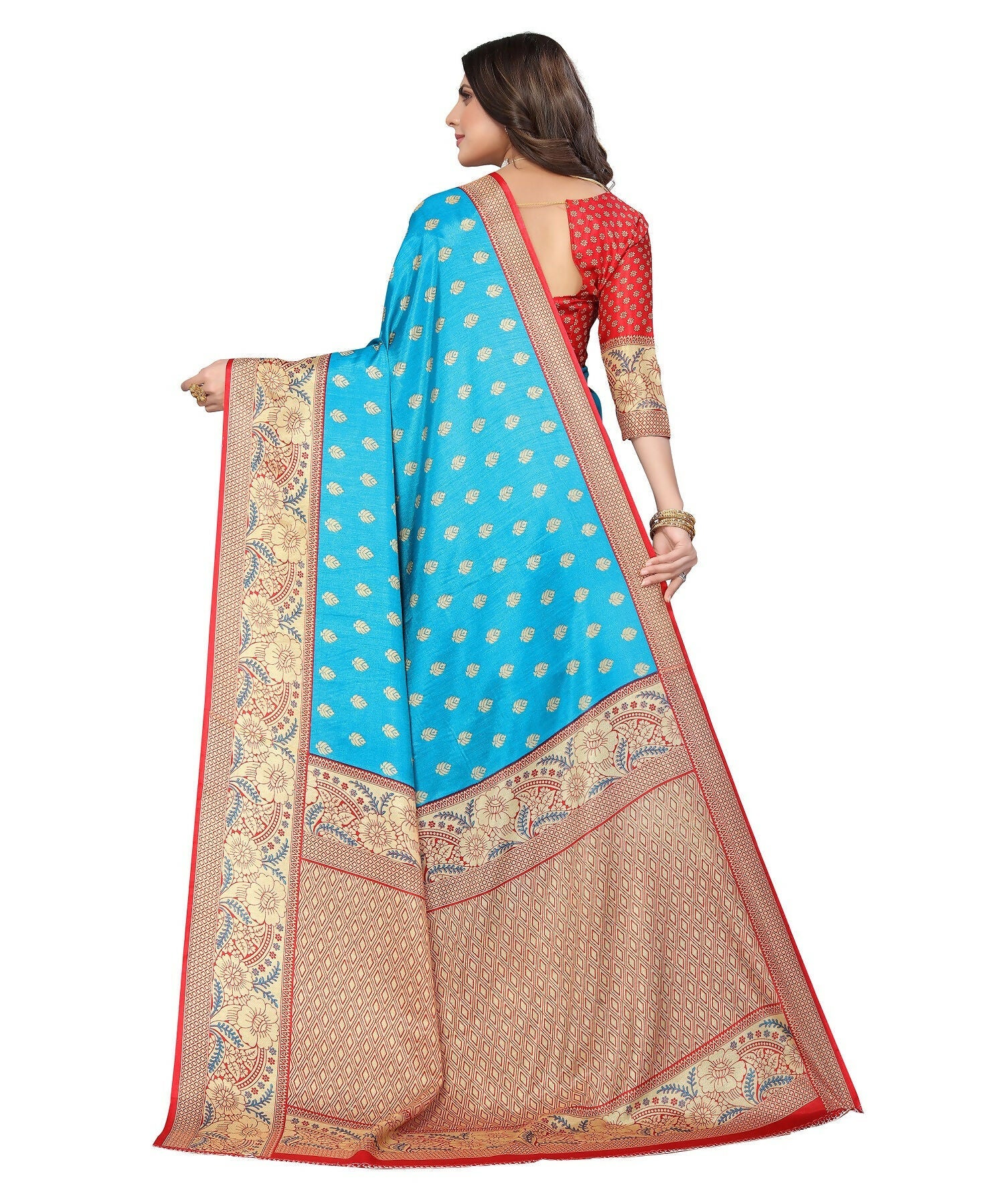 Vamika Blue Printed Art Silk Saree