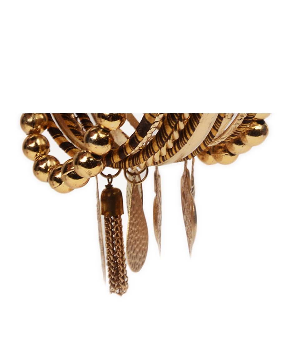 Gold-Plated Alloy Designer Fusion Gold Charms Bangle Set - The Pari - Distacart