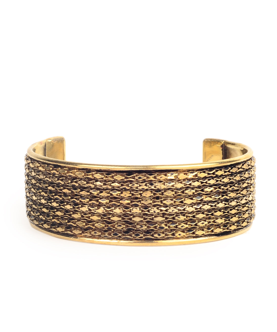 Gold-Plated Alloy Brass Antique Designer Cuff Bangle - The Pari - Distacart