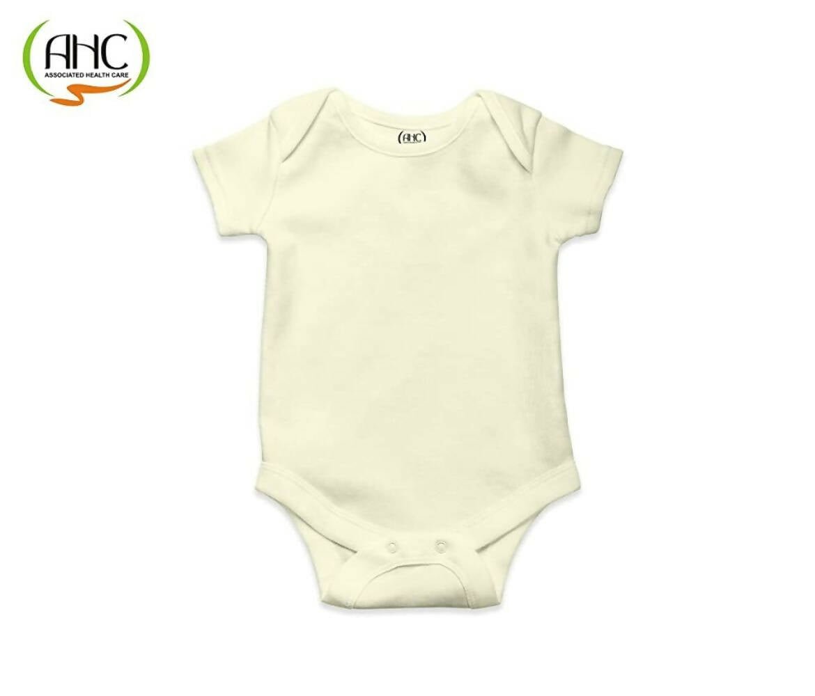 AHC Soft Cotton Short-Sleeve Bodysuits Solid Onesies New Born Infant Dress - Pink/Yellow/Green